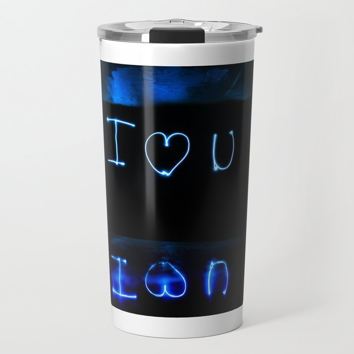 I Love You Reflex I Heart U Black And Blue Picture Handmade Write Travel Mug