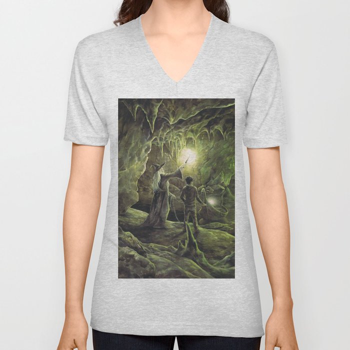 Harry and Dumbledore in the Horcrux Cave V Neck T Shirt