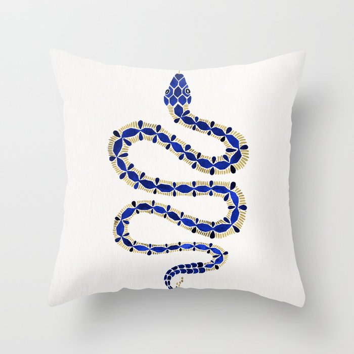 Navy & Gold Serpent Throw Pillow