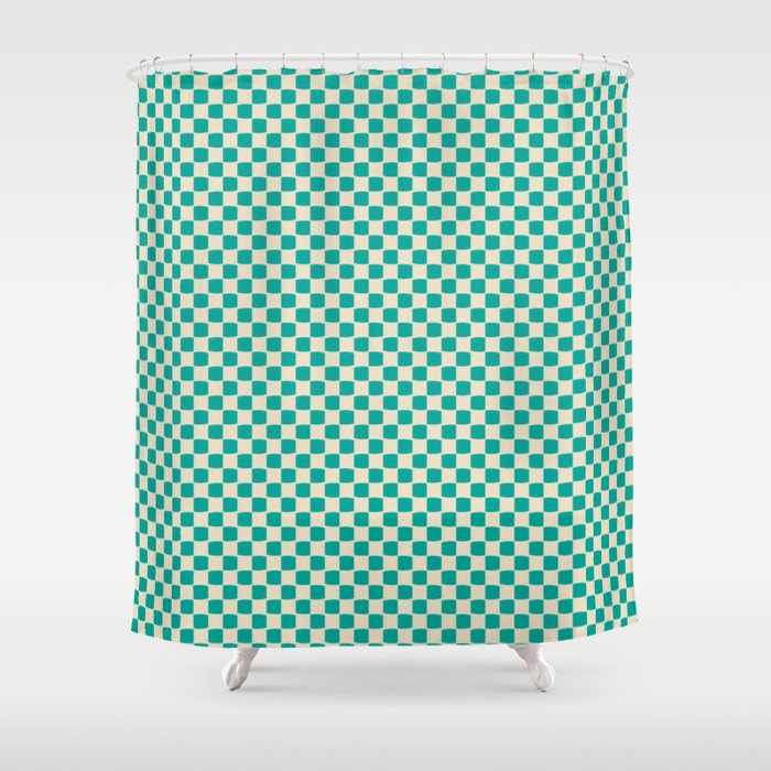 Mint and Cream Shower Curtain