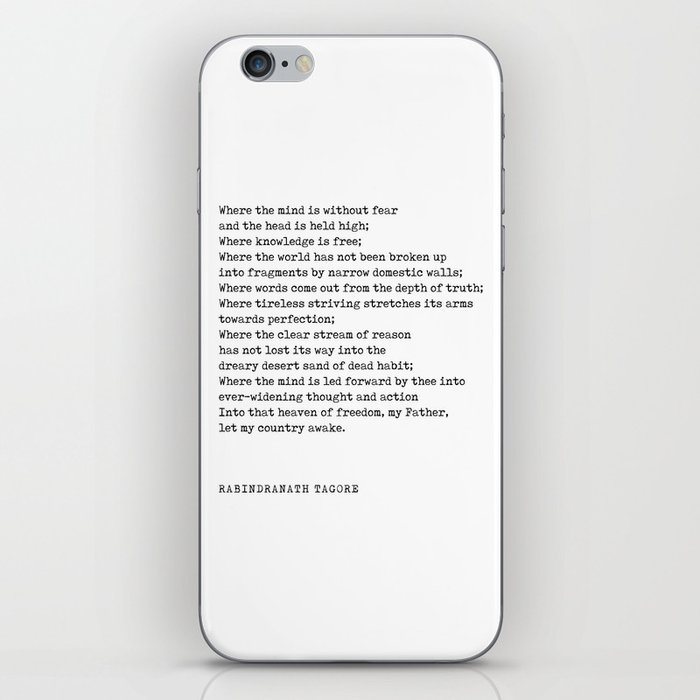 Where the mind is without fear - Rabindranath Tagore Poem - Literature - Typewriter Print iPhone Skin