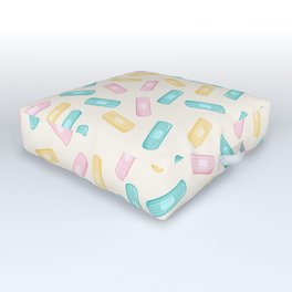 Pastel Plasters Outdoor Floor Cushion | Help, Hospital, Funny, Heal, Injury, Graphicdesign, Bandage, Japanese, Recovery, Pastel 