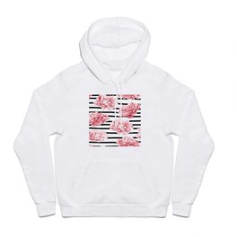 Simply Drawn Stripes and Roses Hoody | Trendy, Pinstripe, Pastel, Stripes, Roses, Light, Rose, Line, Flowers, Pink 