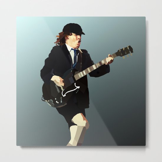 Low Polygon Portrait of Angus Young Metal Print