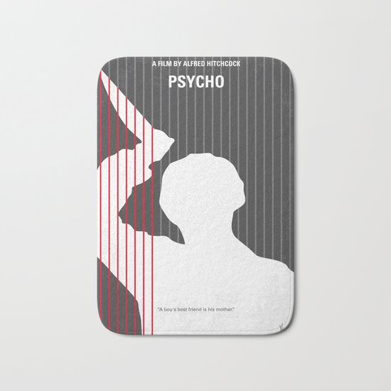 No185 My Psycho minimal movie poster Bath Mat