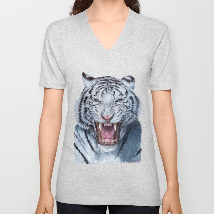 White tiger V Neck T Shirt