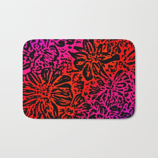 Marigold Lino Cut, Fuchsia Diagonal Gradient Bath Mat