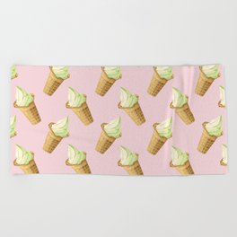 Ice Cream Pattern - Pink Beach Towel
