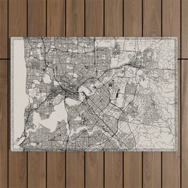Perth - Australia - Black and White City Map Outdoor Rug