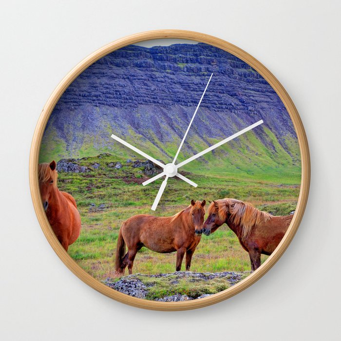 Icelandic Horses Wall Clock