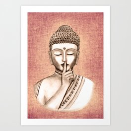 Buddha Shh.. Do not disturb - Colored version Art Print