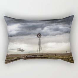 No Man's Land - Windmill on Stormy Day in Oklahoma Panhandle Rectangular Pillow