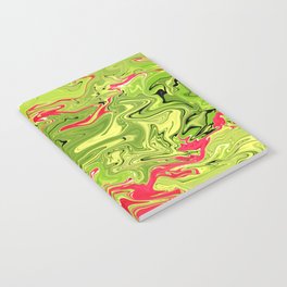 Lime green and red liquid marble abstract Notebook