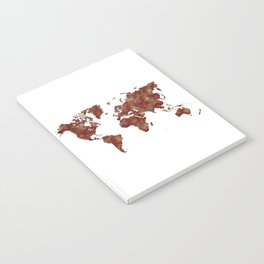 world map in watercolor-rust color Notebook