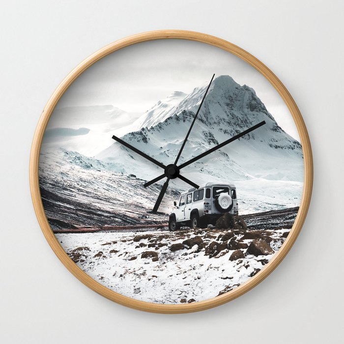 on the road in iceland Wall Clock