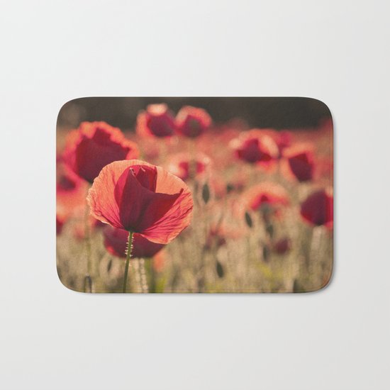 Poppies meadow Flower Flowers Floral Summer Bath Mat