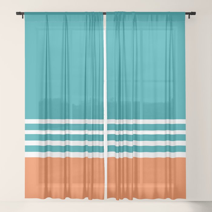 Miami Football Florida Sports Aqua Orange Sheer Curtain By Socoart