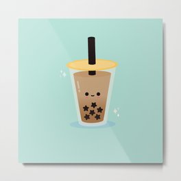 Starry Boba Milk Tea Art Print Metal Print | Magic, Kitchen, Star, Drawing, Dessert, Drink, Food, Milktea, Bubbletea, Caffeine 