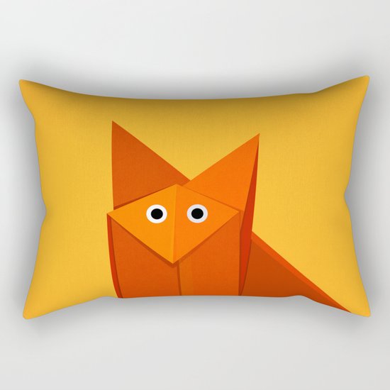 Geometric Cute Origami Fox Portrait Rectangular Pillow