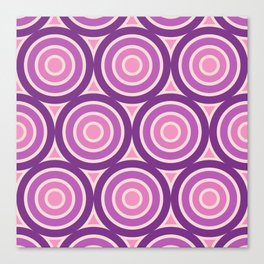 Retro Danish Modern 1970s Style Geometric Concentric Design 432 Purple Lavender and Pink Canvas Print
