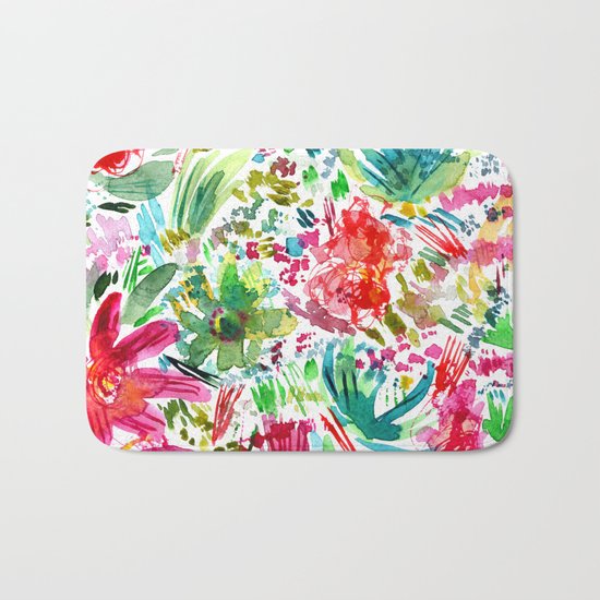 Spring vibes || watercolor Bath Mat