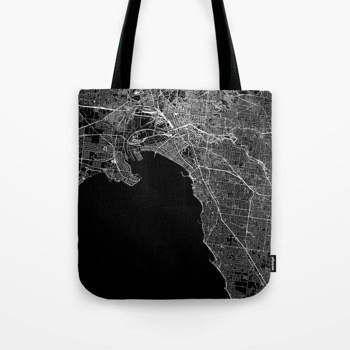 Melbourne Black Map Tote Bag