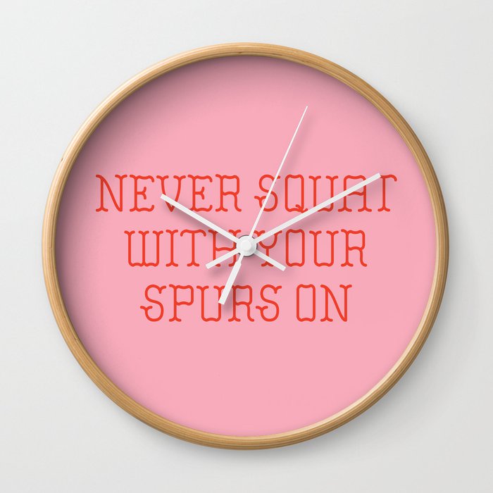Cautious Squatting, Pink and Red Wall Clock