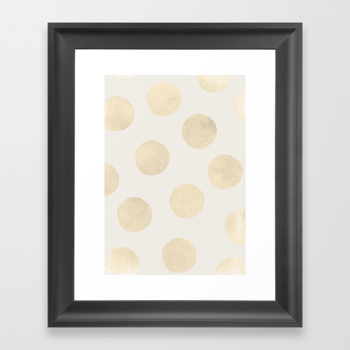 Gold Polka Dots Framed Art Print