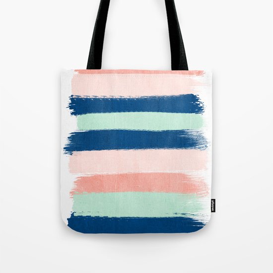 Stripes painterly pastel trendy color way modern home decor dorm nursery style Tote Bag