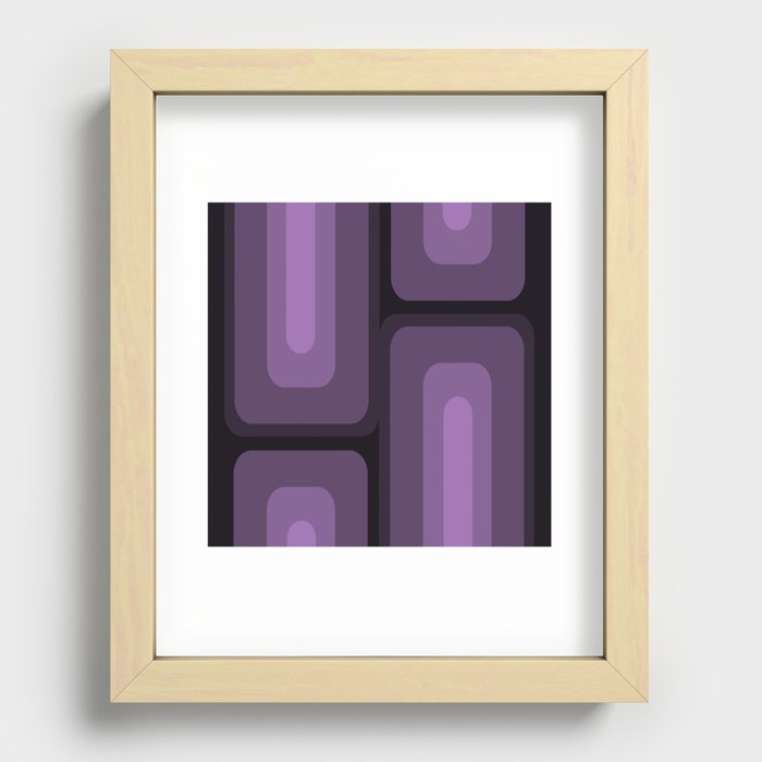 Mid Century Modern Long Rectangles Dark Purple Recessed Framed Print