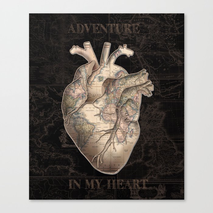 Adventure Heart World Map Canvas Print By Bekimart Society6