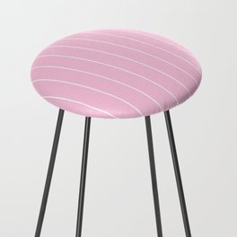 Simple White Stripes on Bored Pink Background Counter Stool