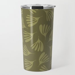 Olive Green Wispy Leaves Contemporary Abstract Pattern Travel Mug