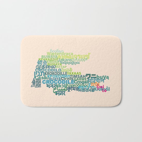 Crocodile in Different Languages Bath Mat