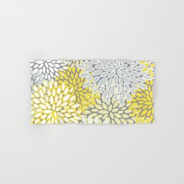 Modern Flowers Art Pattern, Yellow, Gray and White, Art Prints Hand & Bath Towel