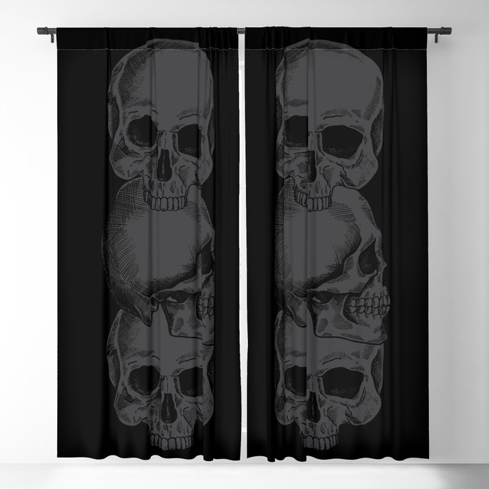 3 Black Skulls Stacked On Top of Each Other Blackout Curtain