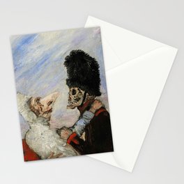 The beautiful wedding couple, a-hem, cough, cough; squelette arrêtant masques grotesque art portrait painting masks and ugly skeletons by James Ensor Stationery Card