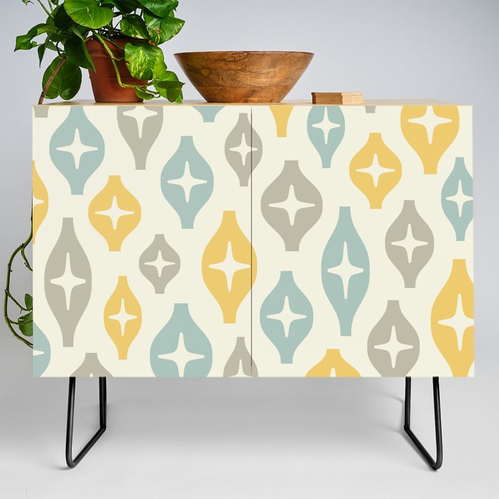 Floating Lanterns 632 Yellow Gray Blue and Beige Credenza