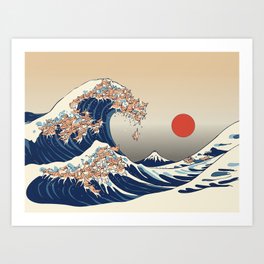 The Great Wave of Chihuahua Art Print