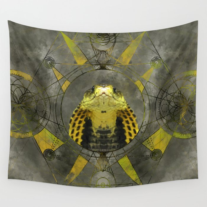 Cobra Sacred Geometry Digital Art Wall Tapestry