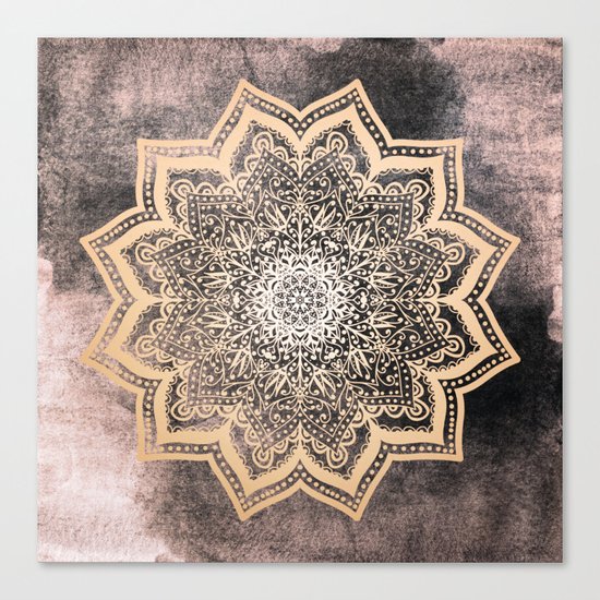 GOLD EARTH FLOWER MANDALA Canvas Print