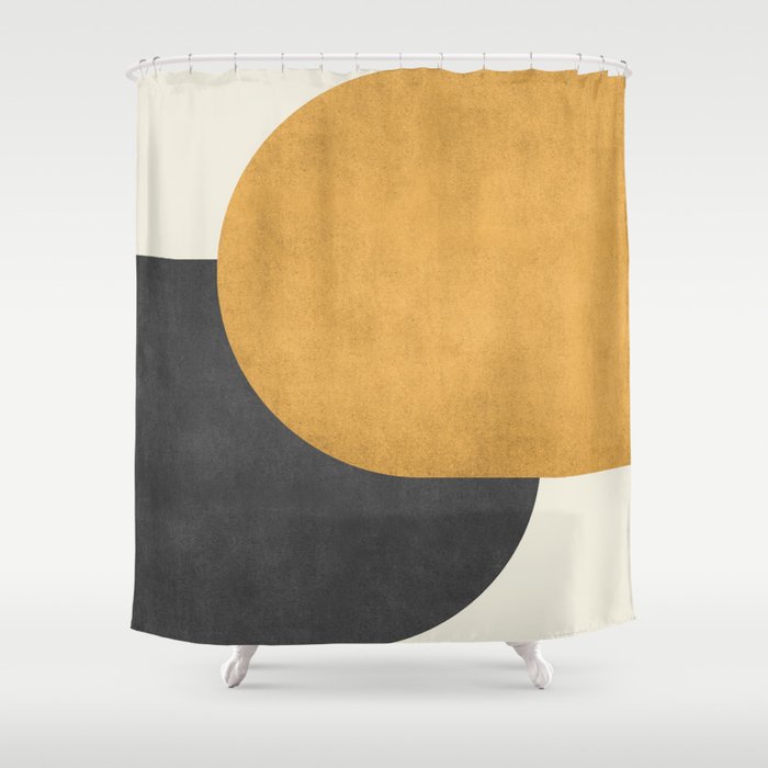 Halfmoon Colorblock - Gold Charcoal Shower Curtain