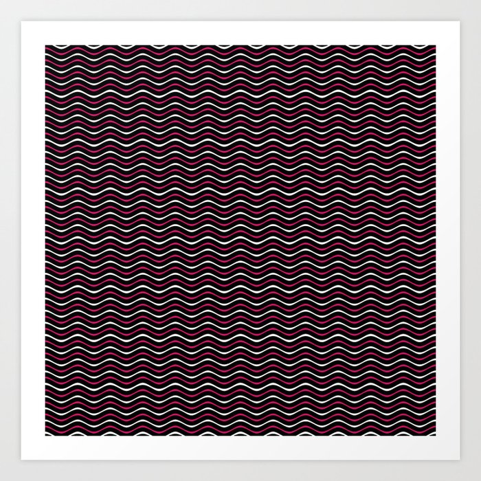 Geometric Wave Block Stripe Pattern in Red c.CLRPTTRN Art Print