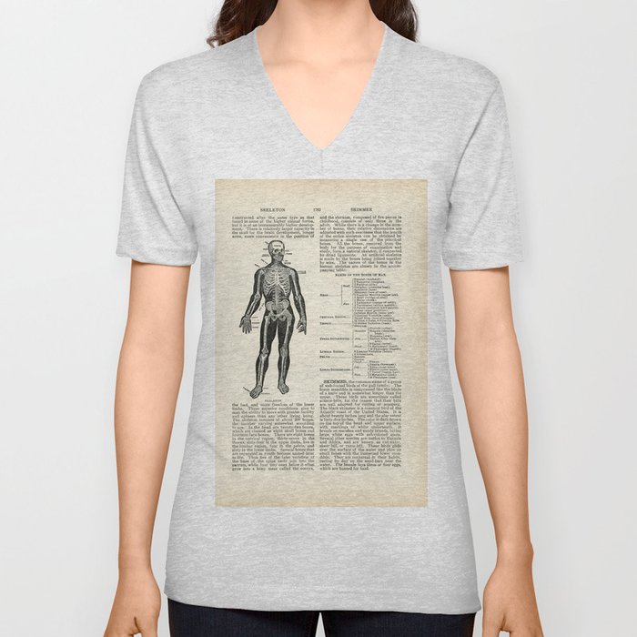 Vintage Dictionary Page Anatomy Skeleton  V Neck T Shirt
