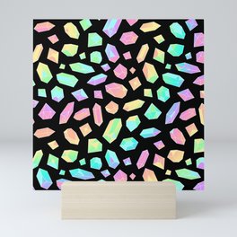 Rainbow Crystal Pattern on Black Mini Art Print