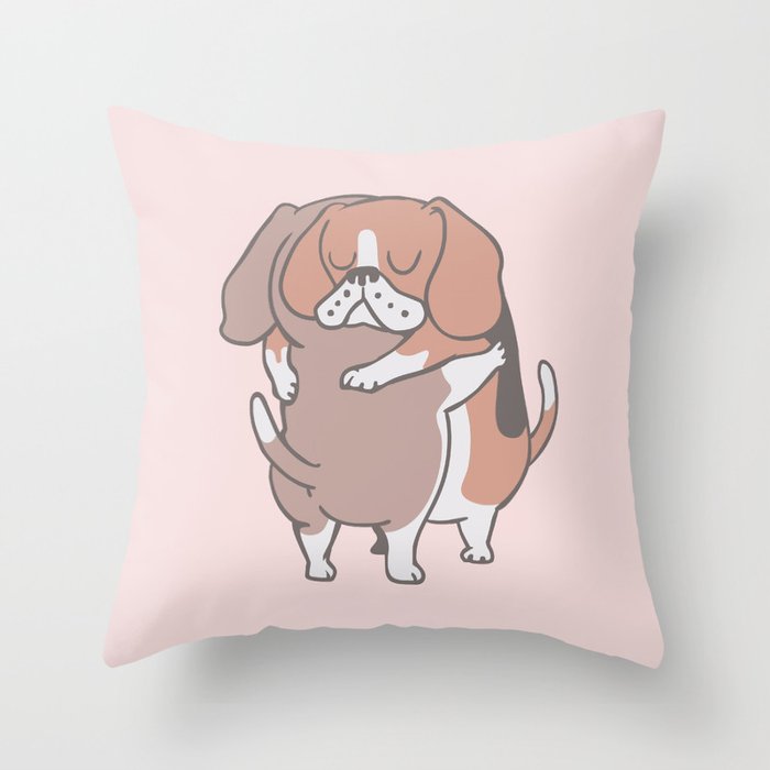 Beagle Hugs Throw Pillow