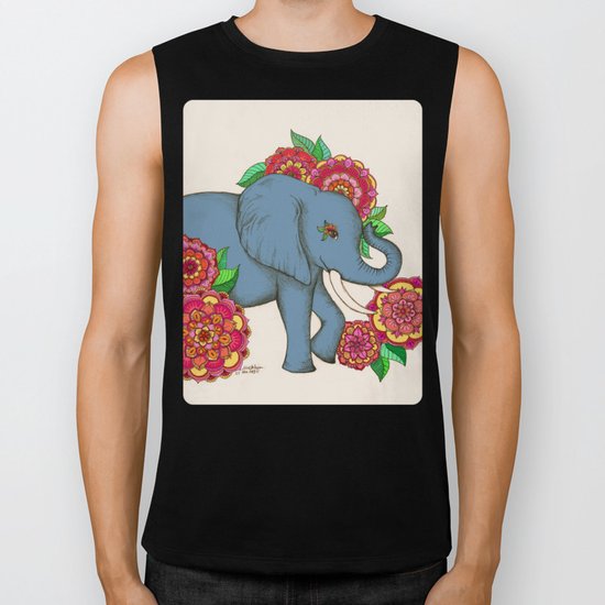 Little Blue Elephant in her secret garden Biker Tank