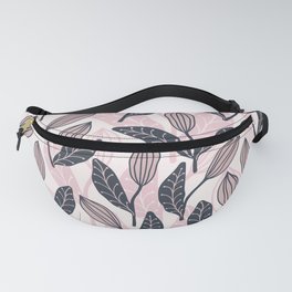 Navy Blue and Blush Pink Abstract Organic Flowers Pattern Fanny Pack