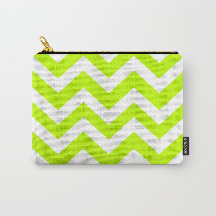 Bitter lime - green color - Zigzag Chevron Pattern Carry-All Pouch