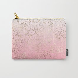 Pink White Ombre Speckled Gold Flakes Carry-All Pouch
